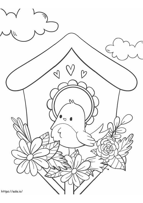Bird In Spring coloring page