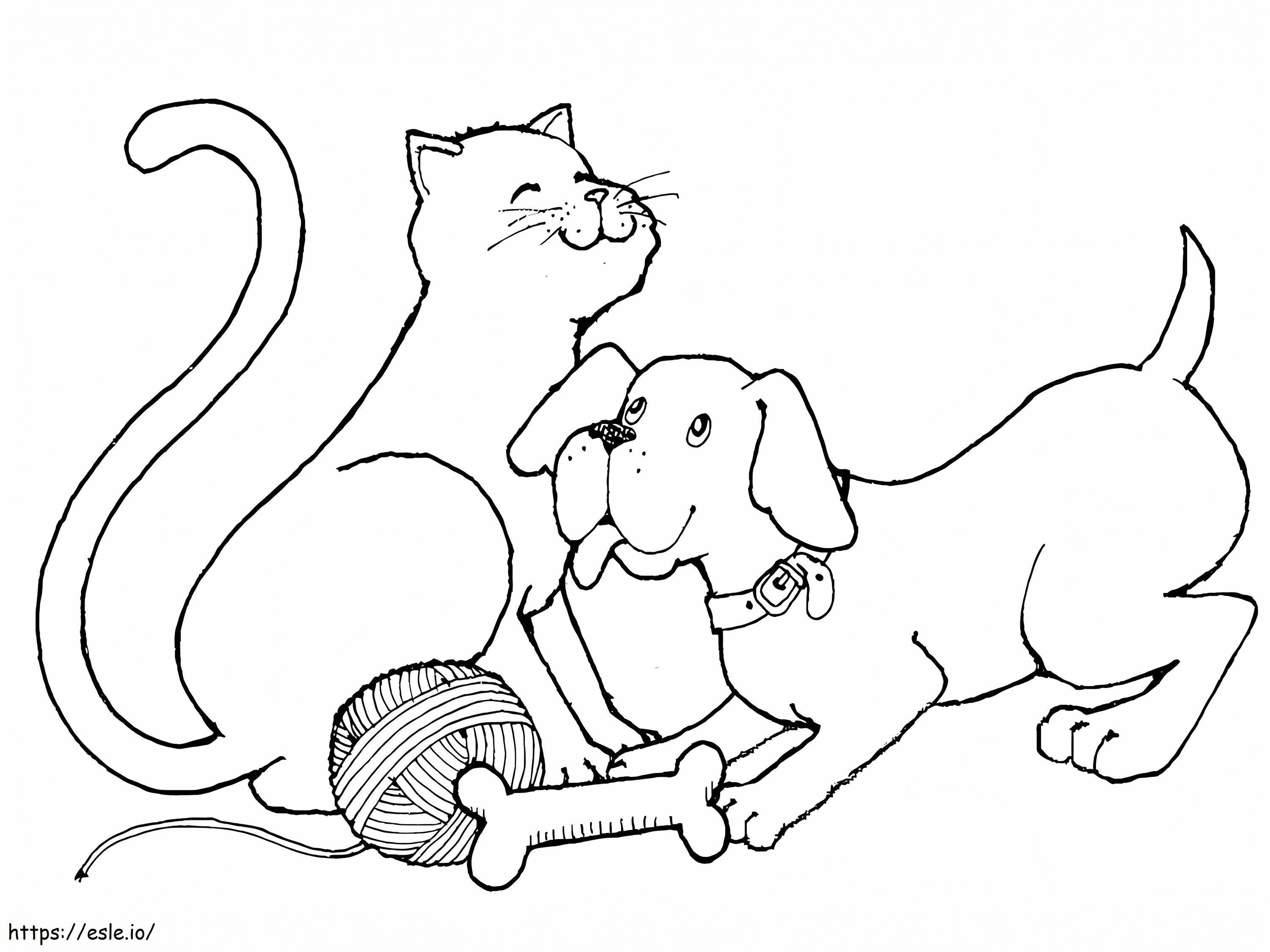 Câine și pisică de imprimat de colorat