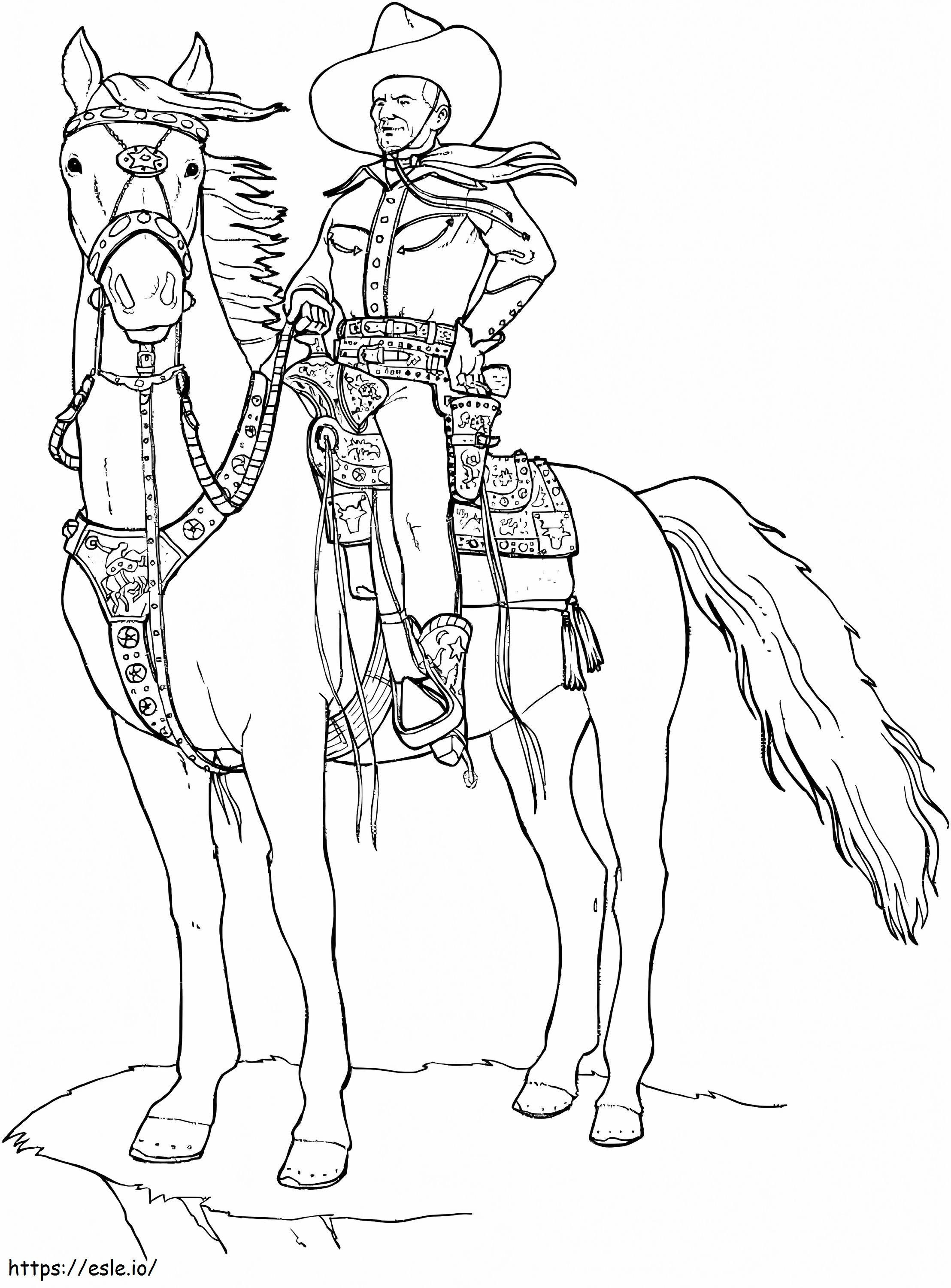 Coloriage Cheval d'équitation cool cowboy à imprimer dessin