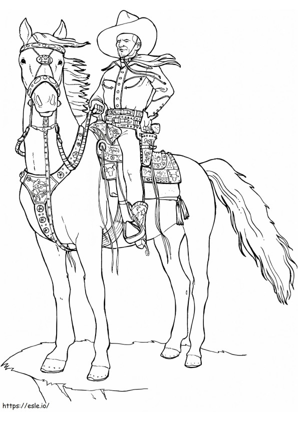 Cavalo de equitação de cowboy legal para colorir