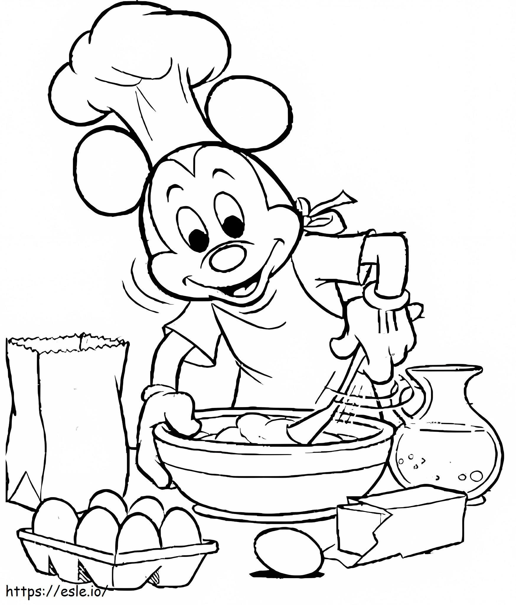 Cook Mikey Mouse coloring page