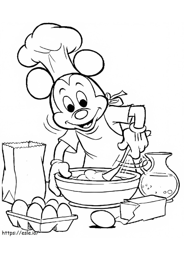 Coloriage Cuisinier Mikey Mouse à imprimer dessin