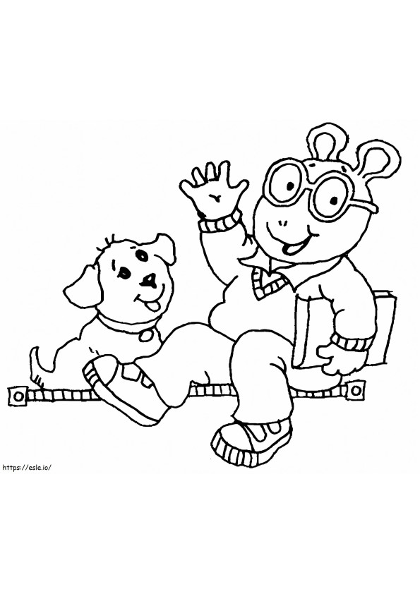 Artur czyta i pies kolorowanka