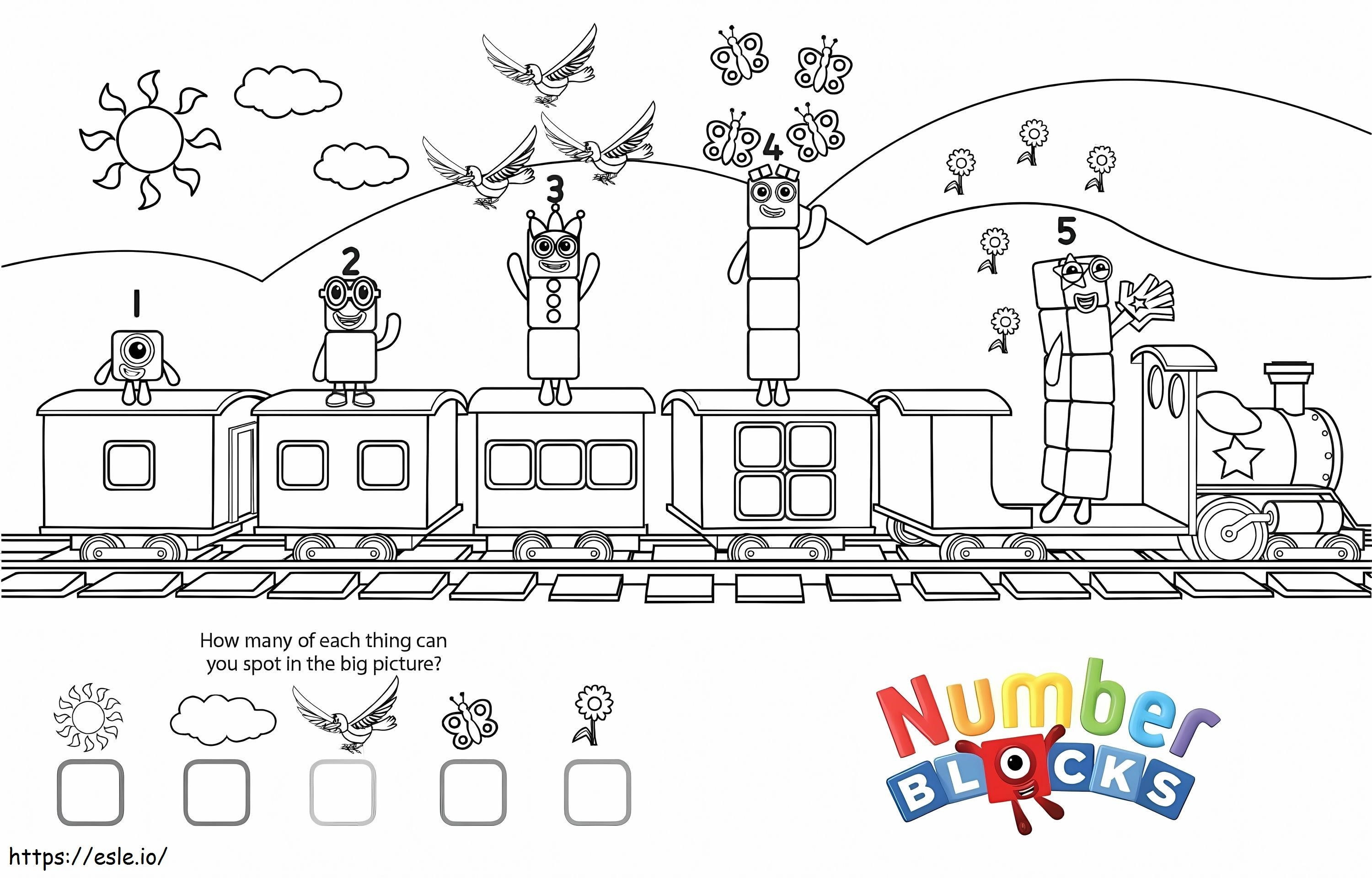 Number Blocks On The Train coloring page