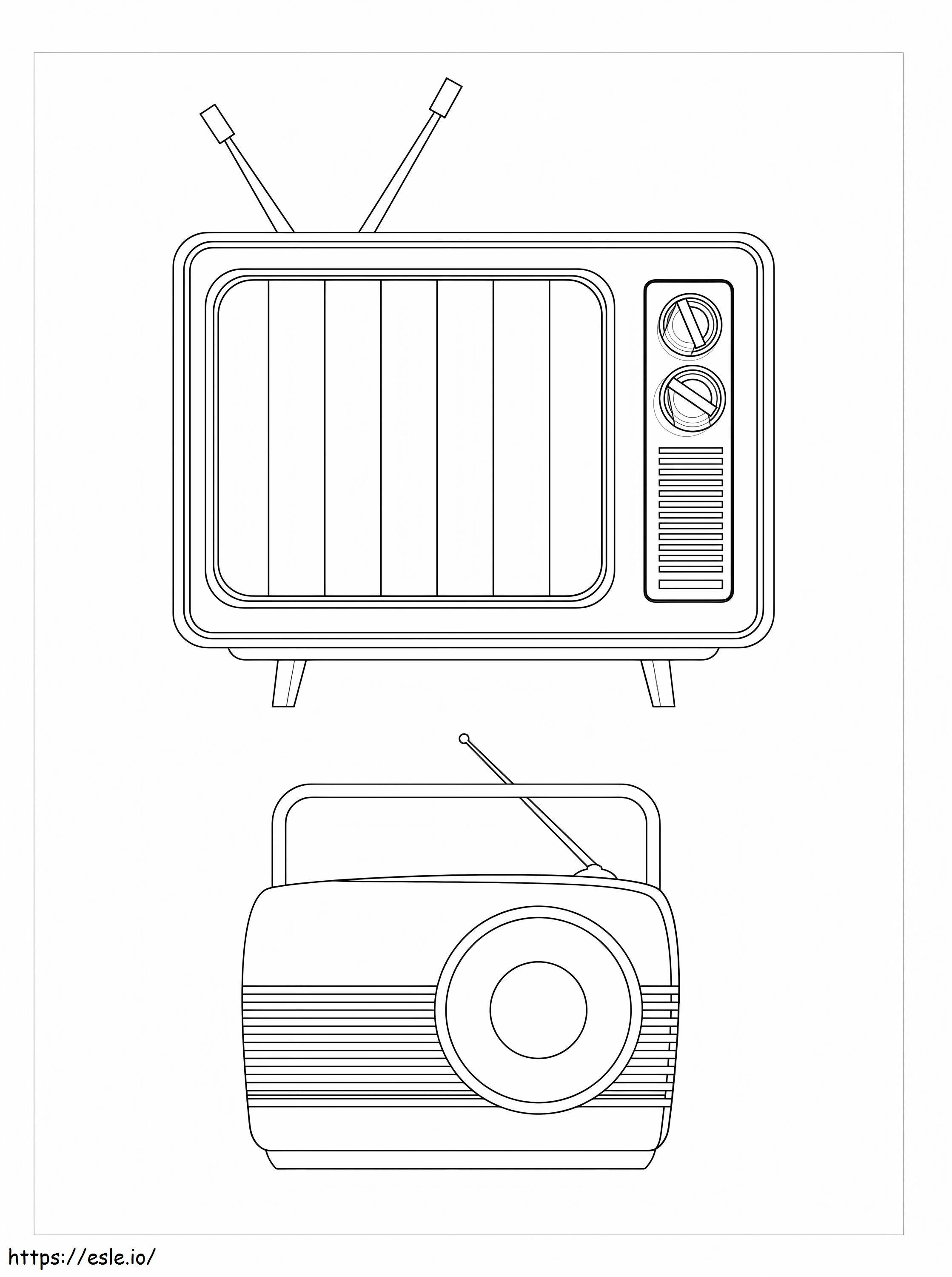 Coloriage Télévision et radio à imprimer dessin