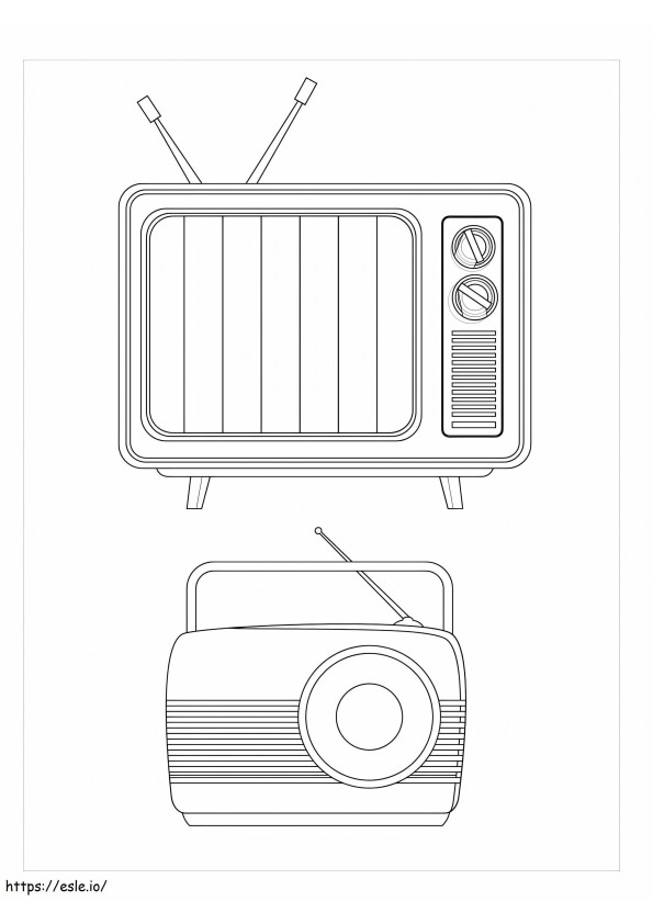 テレビとラジオ ぬりえ - 塗り絵