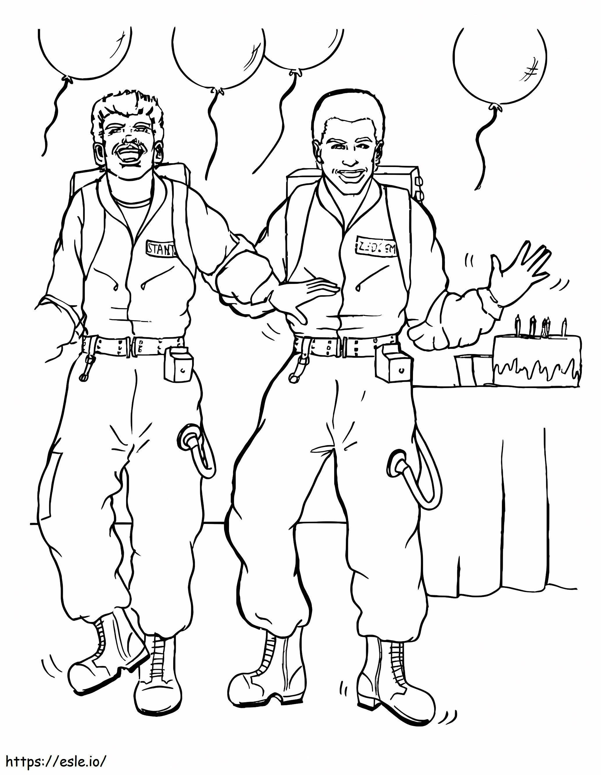 Coloriage Deux personnages de Ghostbusters à imprimer dessin