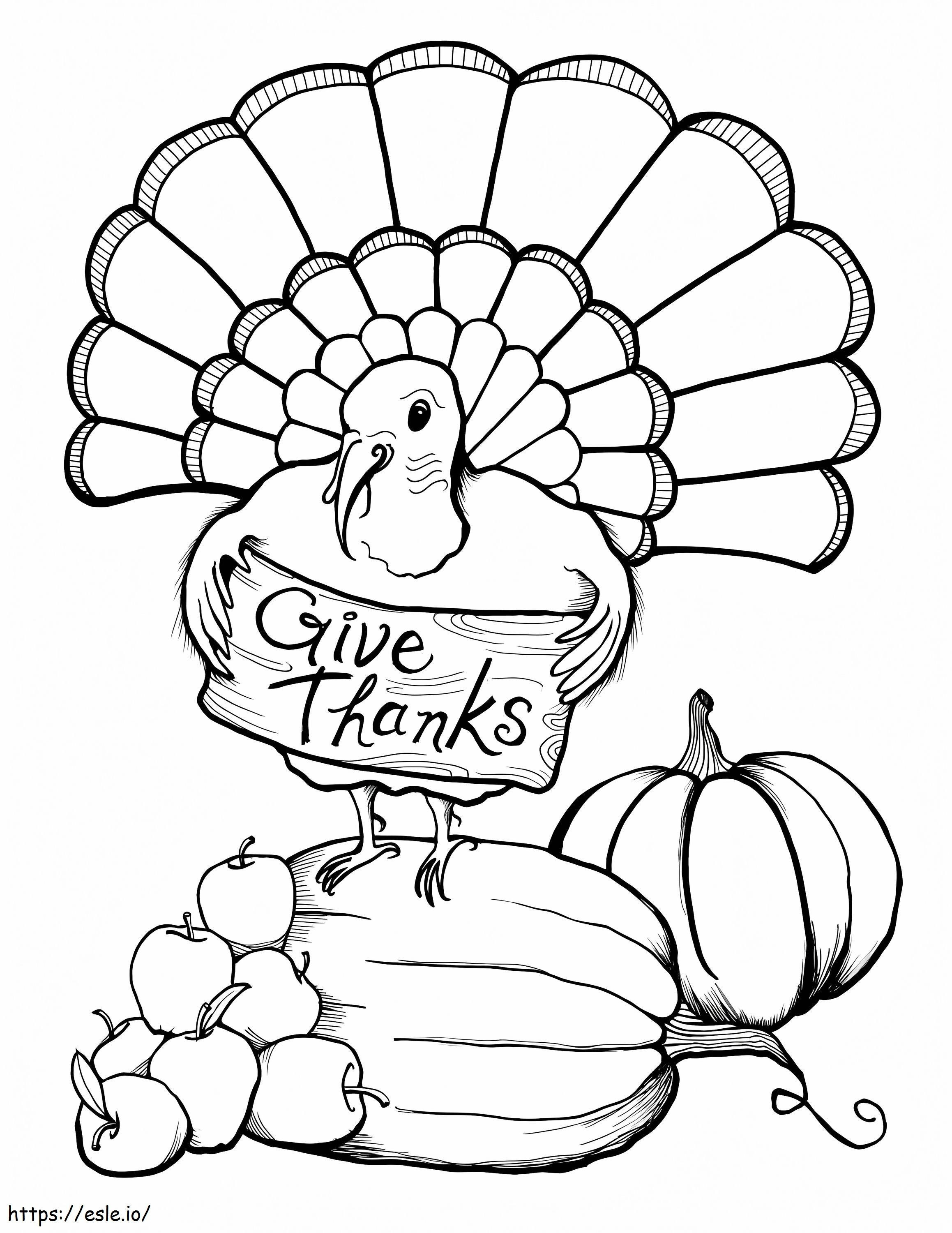 Türkiye With Sign Give Thanks coloring page