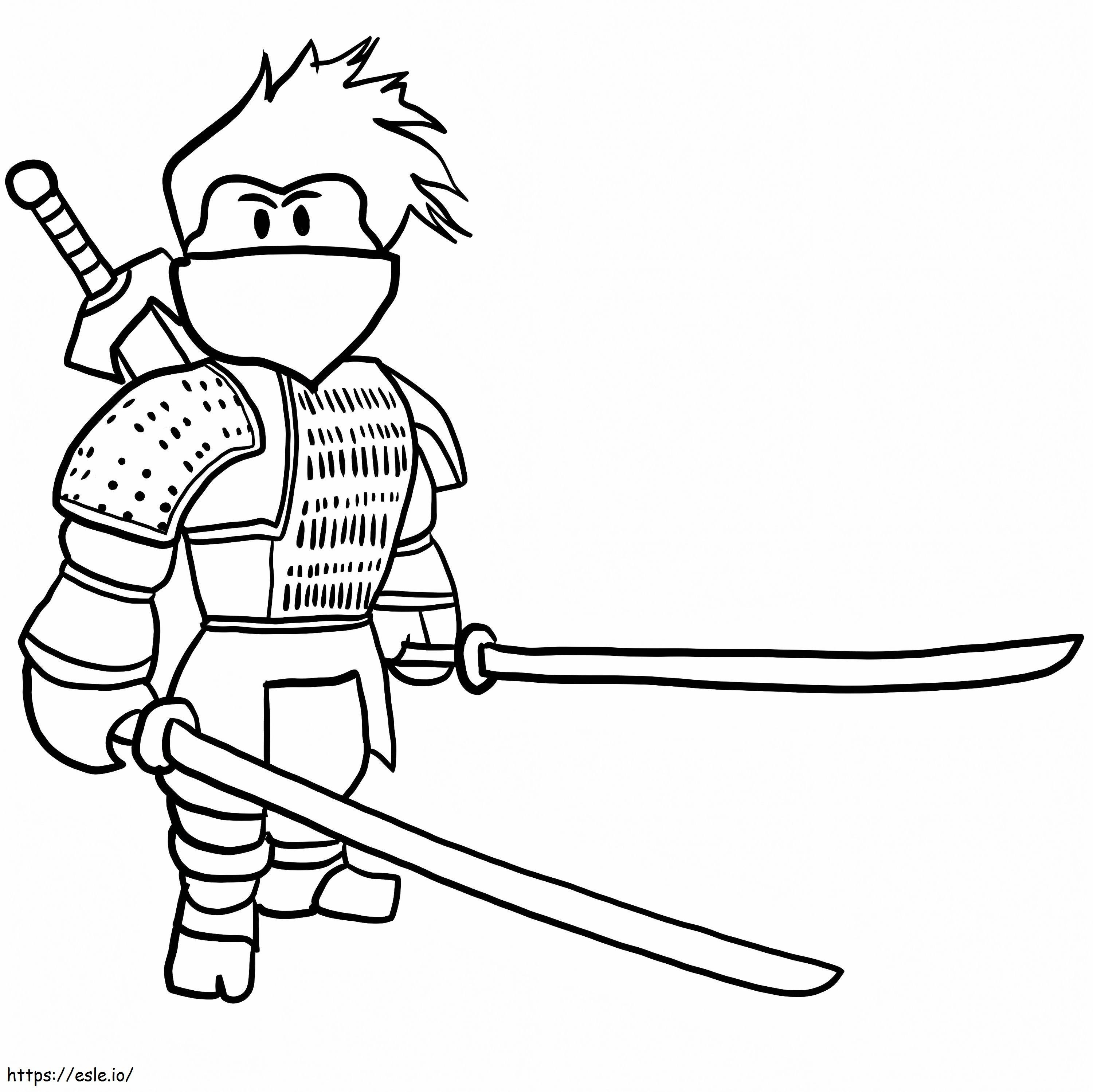 Coloriage Roblox Ninja avec deux épées à imprimer dessin