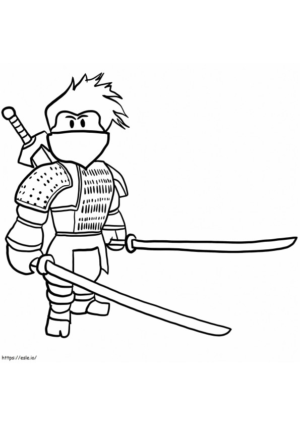 Roblox Ninja kahdella miekalla värityskuva