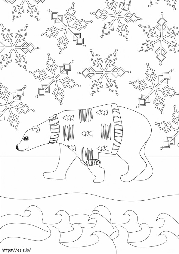 Ursul de gheață și fulg de nea de colorat