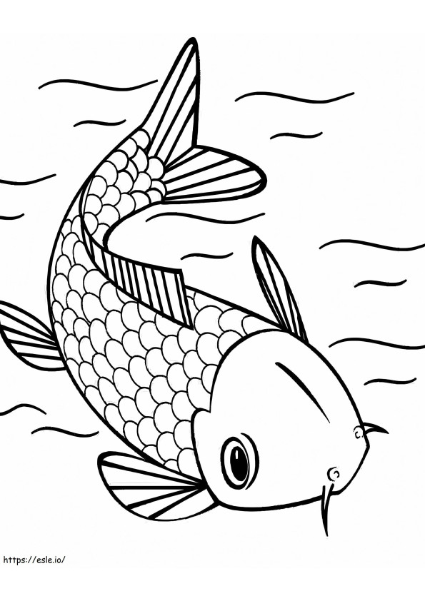Coloriage Poisson Koi nageant à imprimer dessin