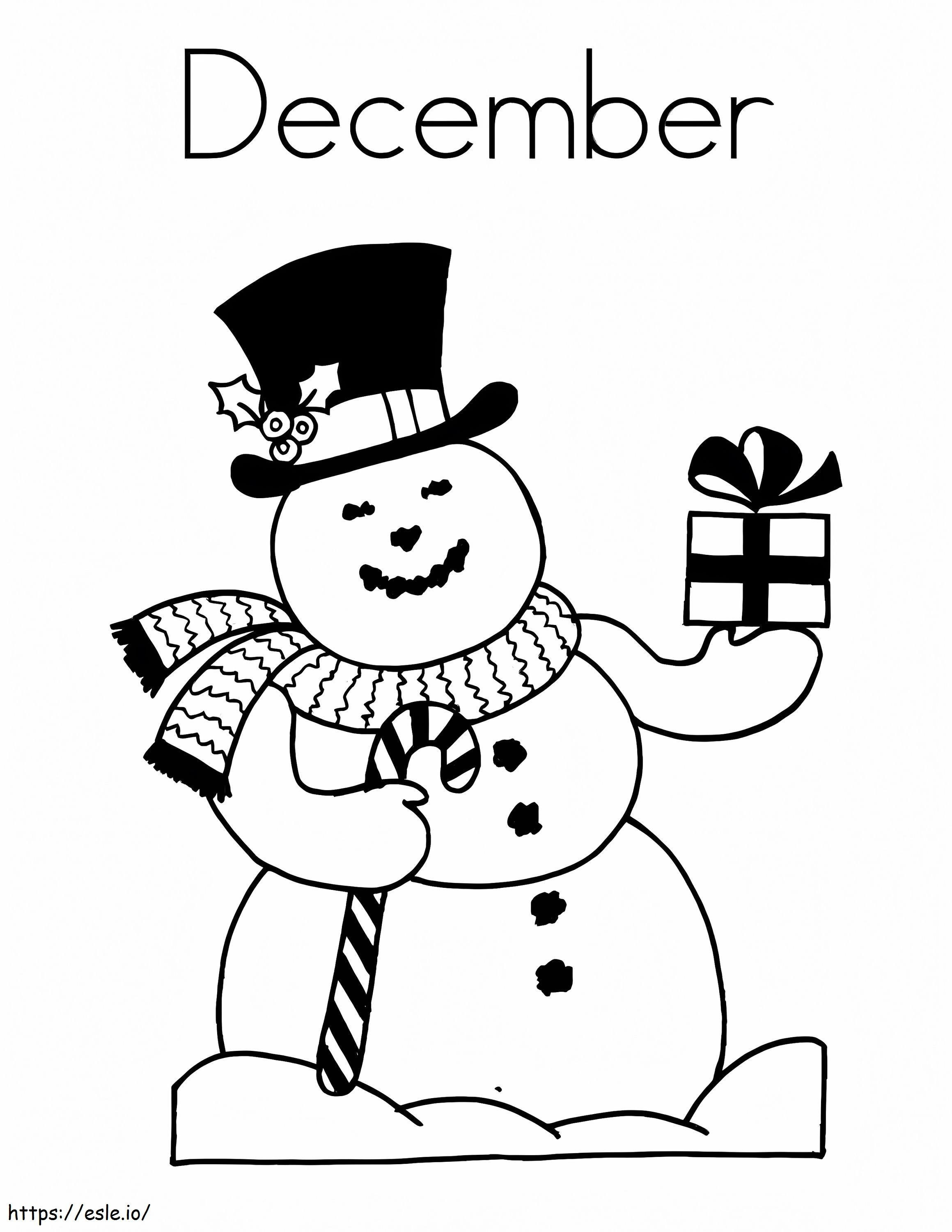 Coloriage Bonhomme de neige de décembre à imprimer dessin