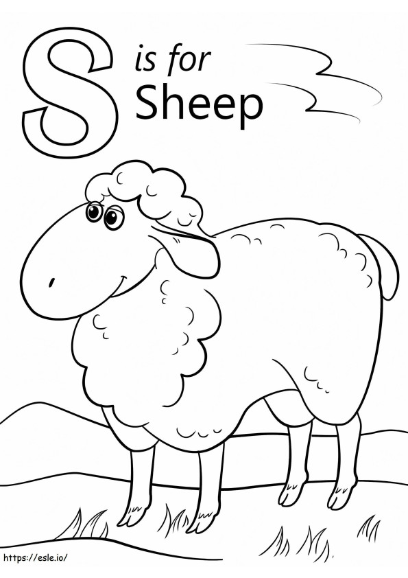 Sheep Letter S coloring page