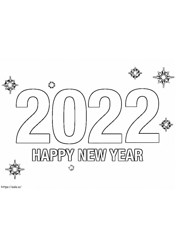 Free Happy New Year 2022 coloring page