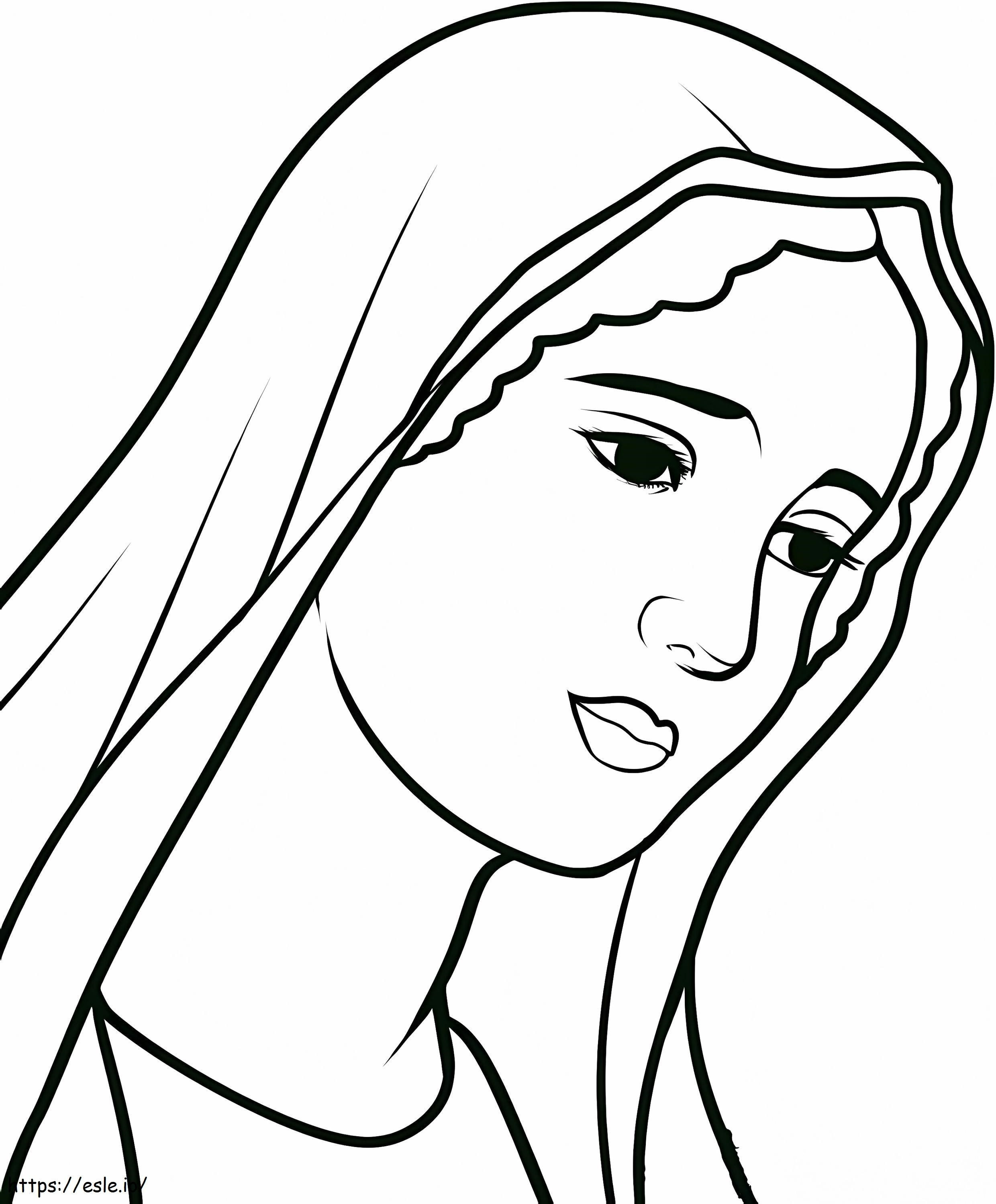 Coloriage Coloriage de la tête de la Mère de Jésus à imprimer dessin
