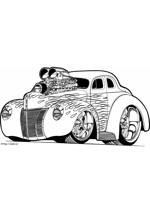 Coloriage 1543802471 Voiture de dessin animé antique vintage Cool Muscle Cars Télécharger des pages Hot Rod à une résolution de 1874 X 988 à imprimer dessin