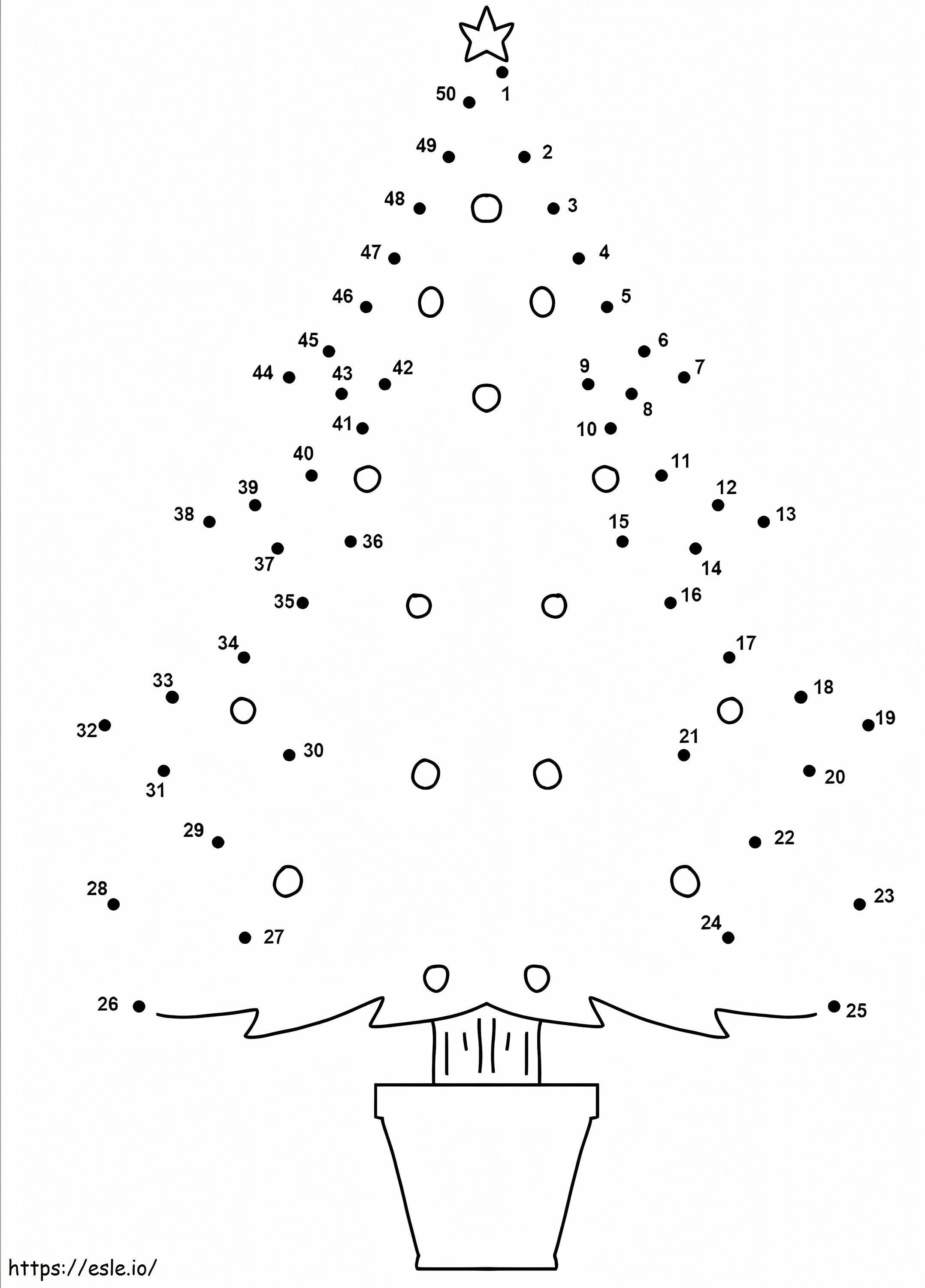 A Christmas Tree Dot To Dots coloring page