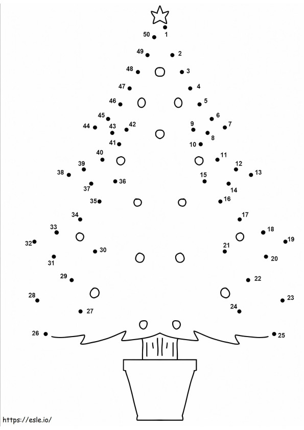 A Christmas Tree Dot To Dots coloring page
