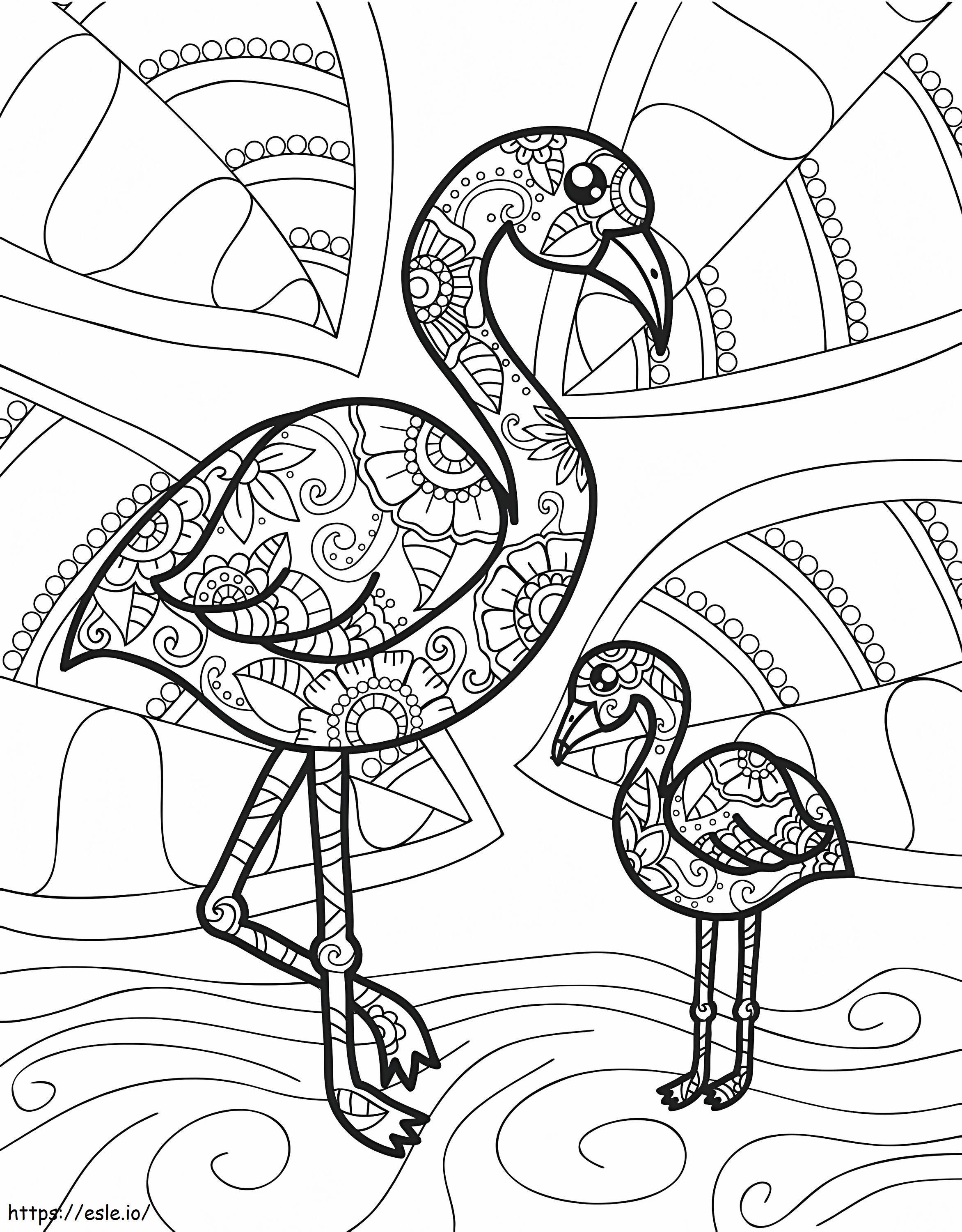 Dwie matki i syn Flamingo kolorowanka do druku