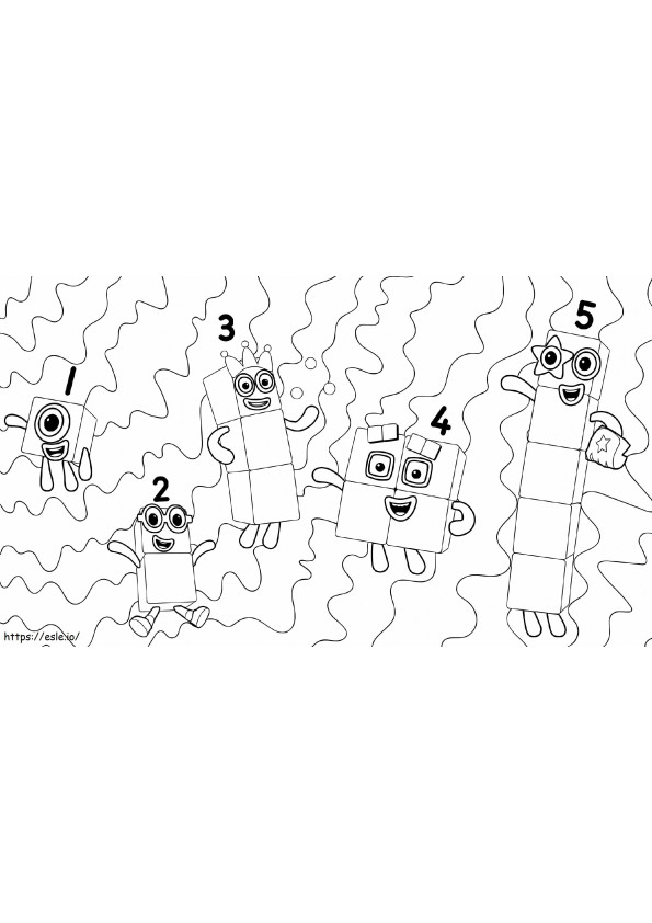 Numberblocks From 1 To 5 coloring page