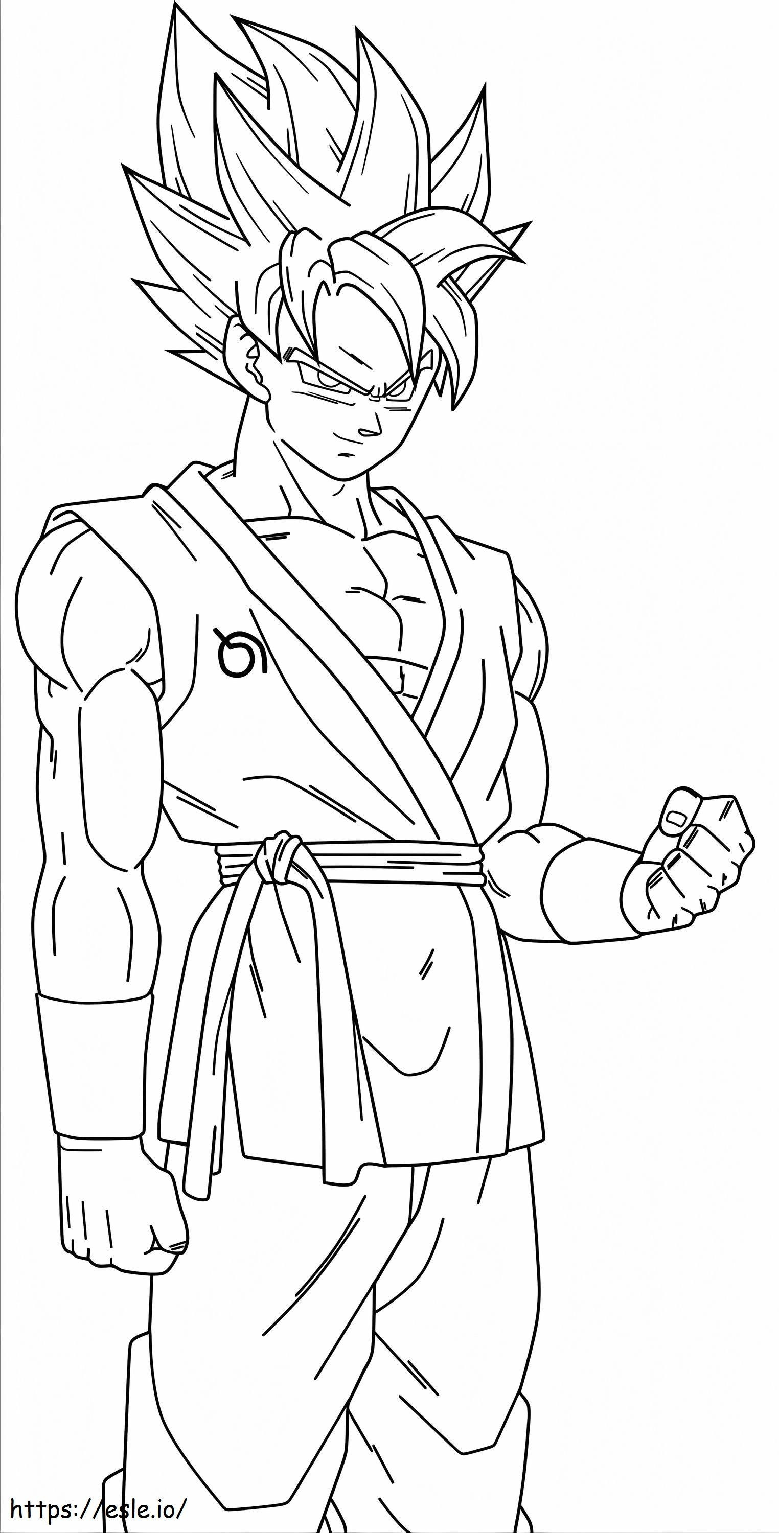 Portretul lui Goku zâmbitor de colorat