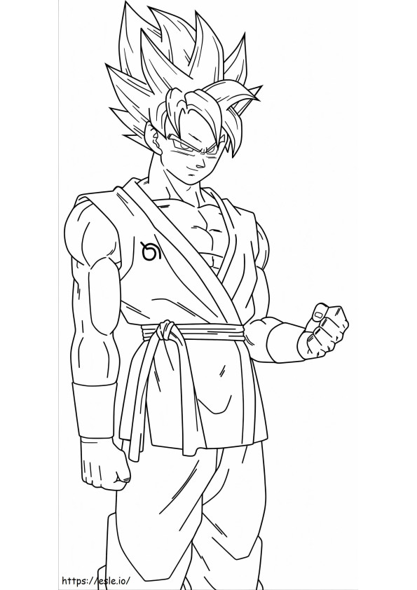 Coloriage Portrait de Goku souriant à imprimer dessin