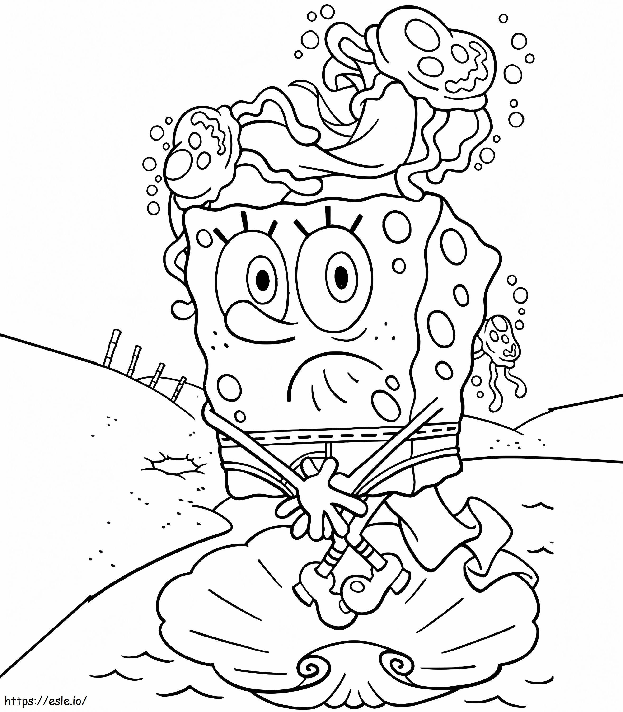 Spongebob In Seashell coloring page
