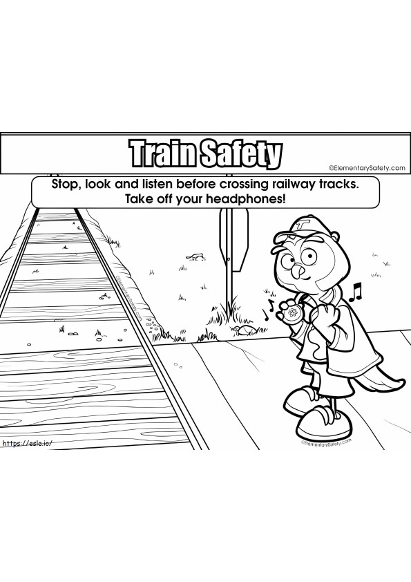 Crossing Railway Tracks coloring page