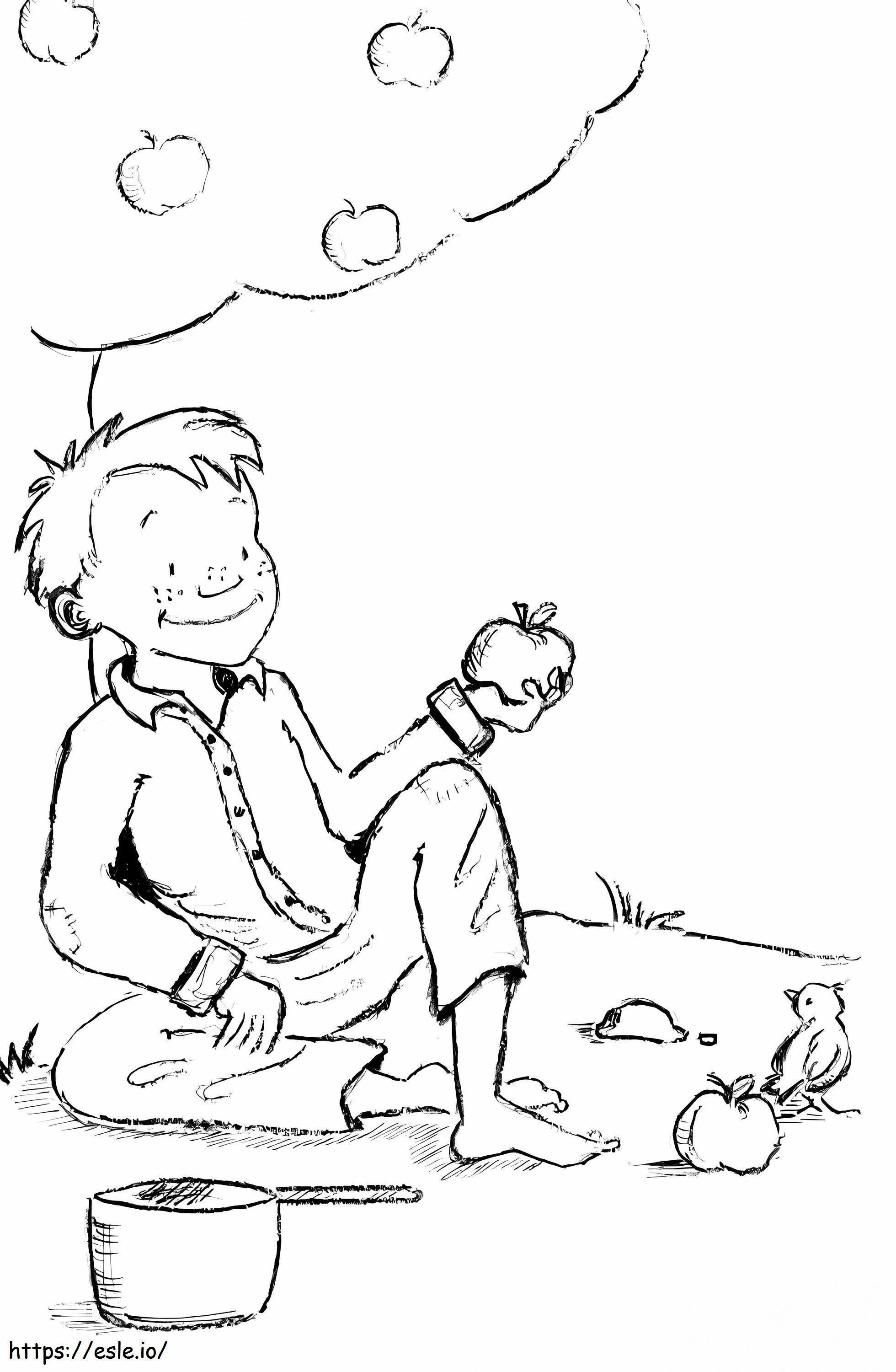 Young Johnny Appleseed coloring page