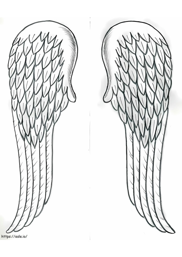 簡単な天使の羽 ぬりえ - 塗り絵