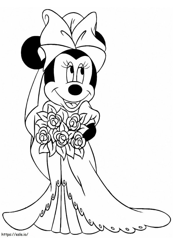 Minnie Mouse van de bruid kleurplaat