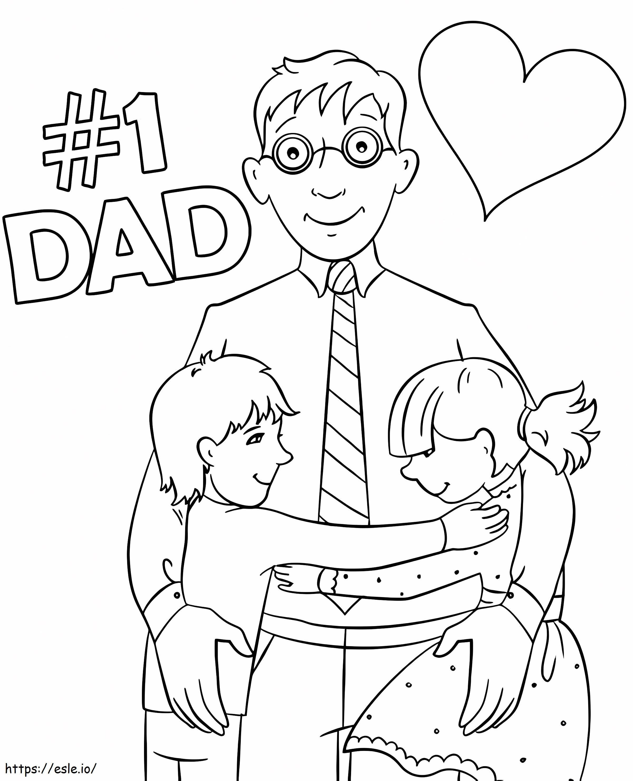 Dad And Children coloring page