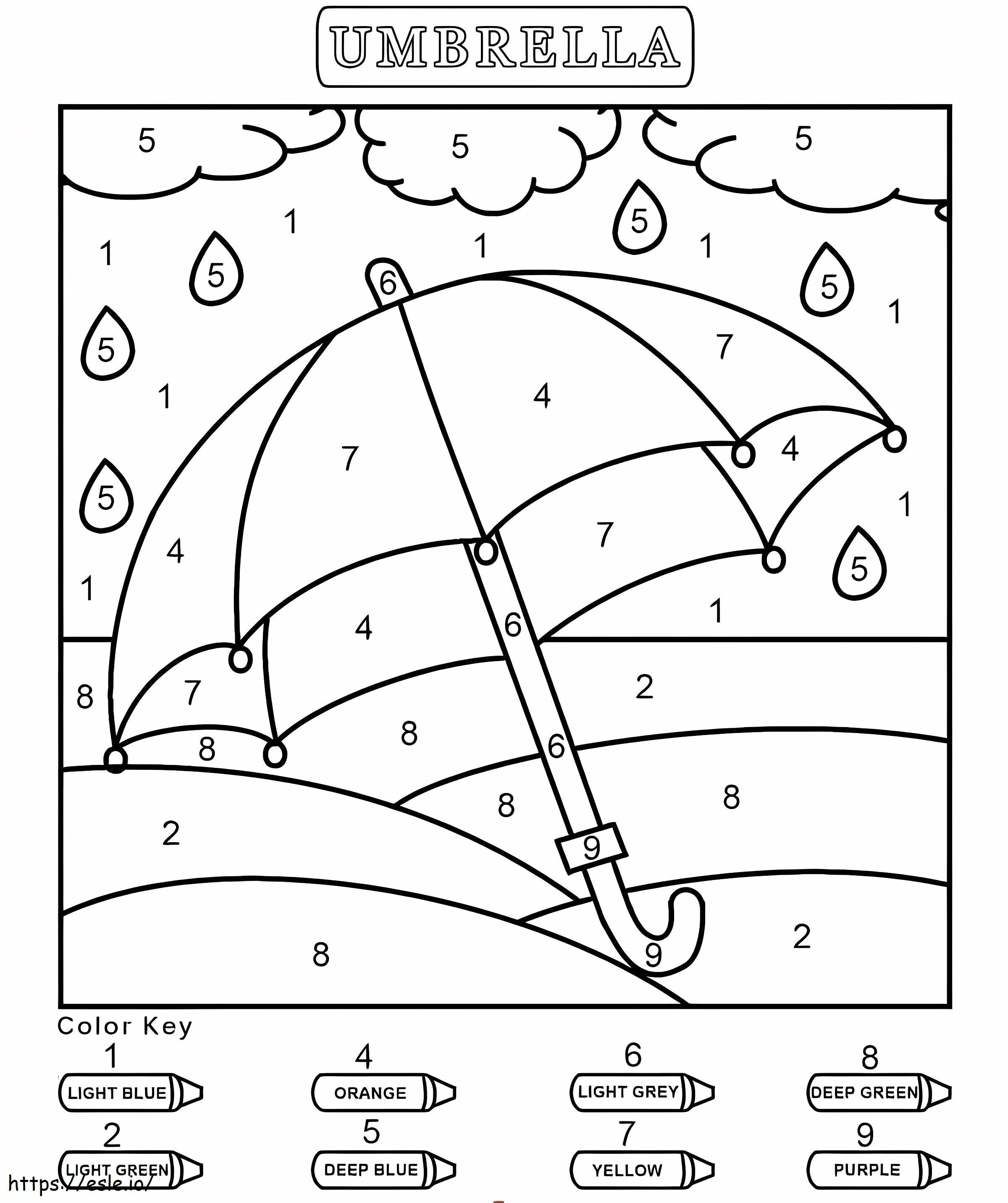 Payung Untuk TK Warna Berdasarkan Nomor Gambar Mewarnai