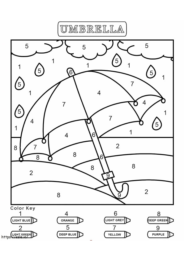 Guarda-chuva para jardim de infância, cor por número para colorir