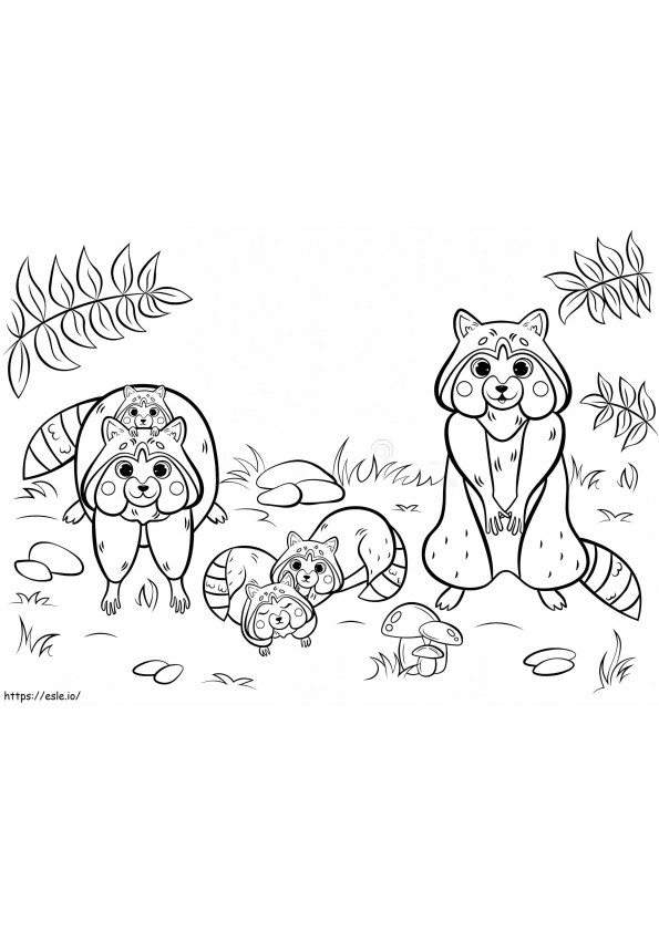 Cute Raccoon Family coloring page