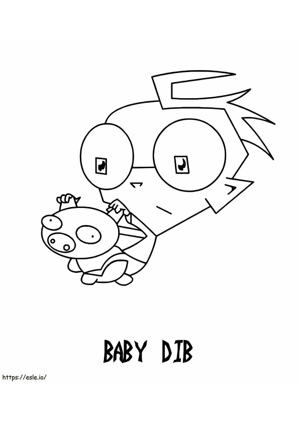 Baby Dib Invader Zimistä värityskuva