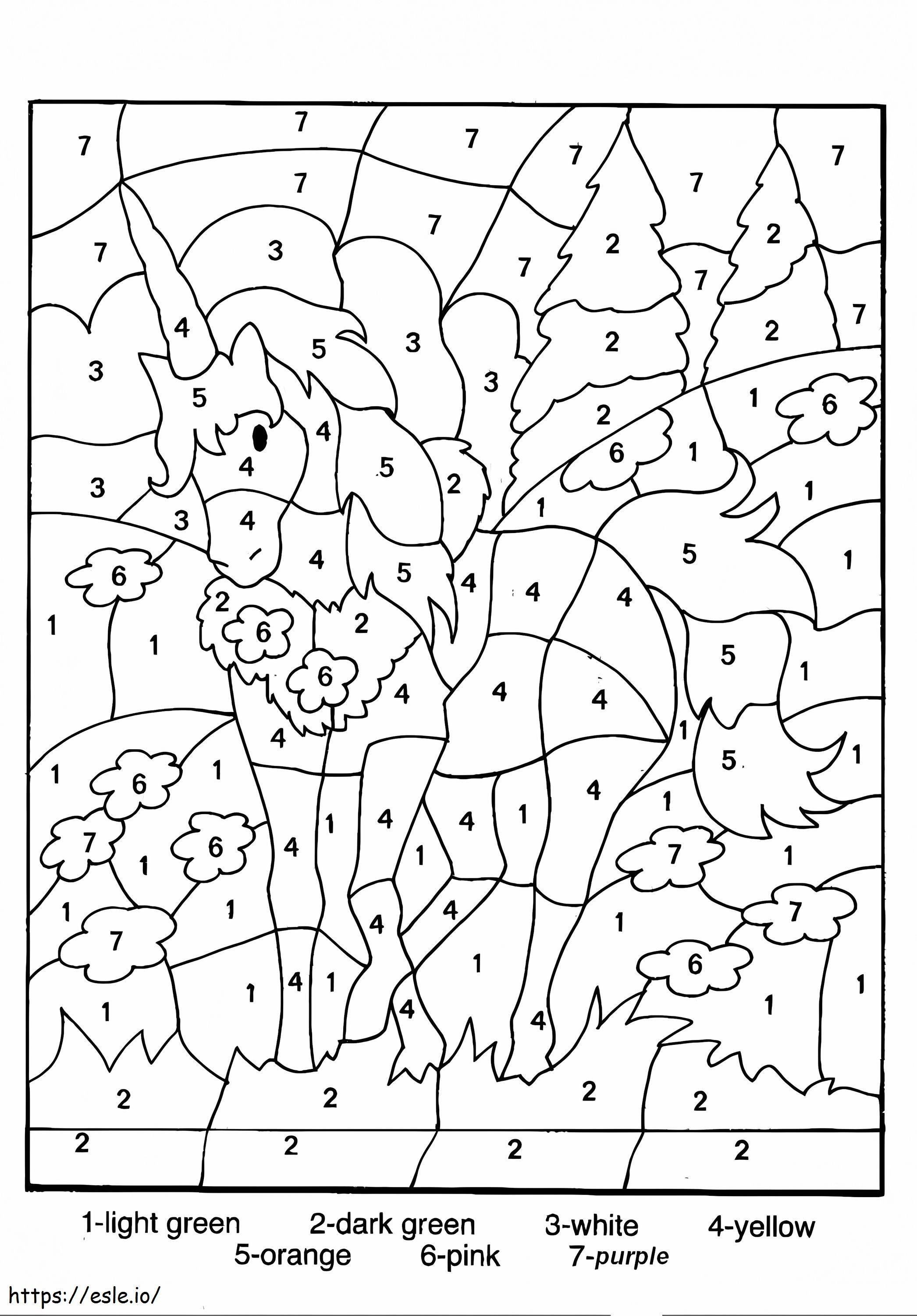 Unicorn Color By Number coloring page