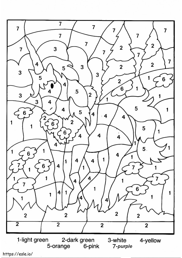 Unicorn Color By Number coloring page