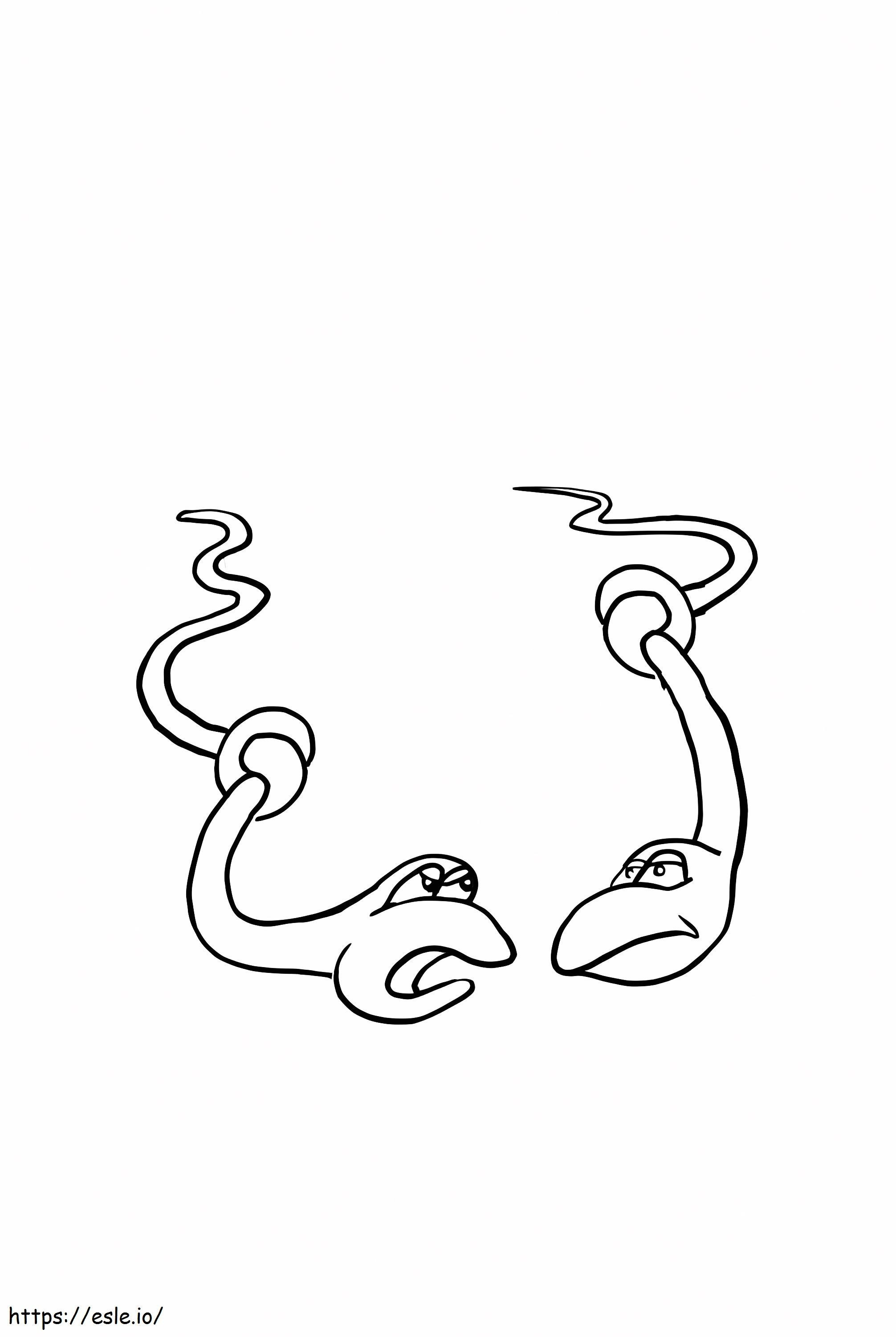 二匹の小さな蛇 ぬりえ - 塗り絵