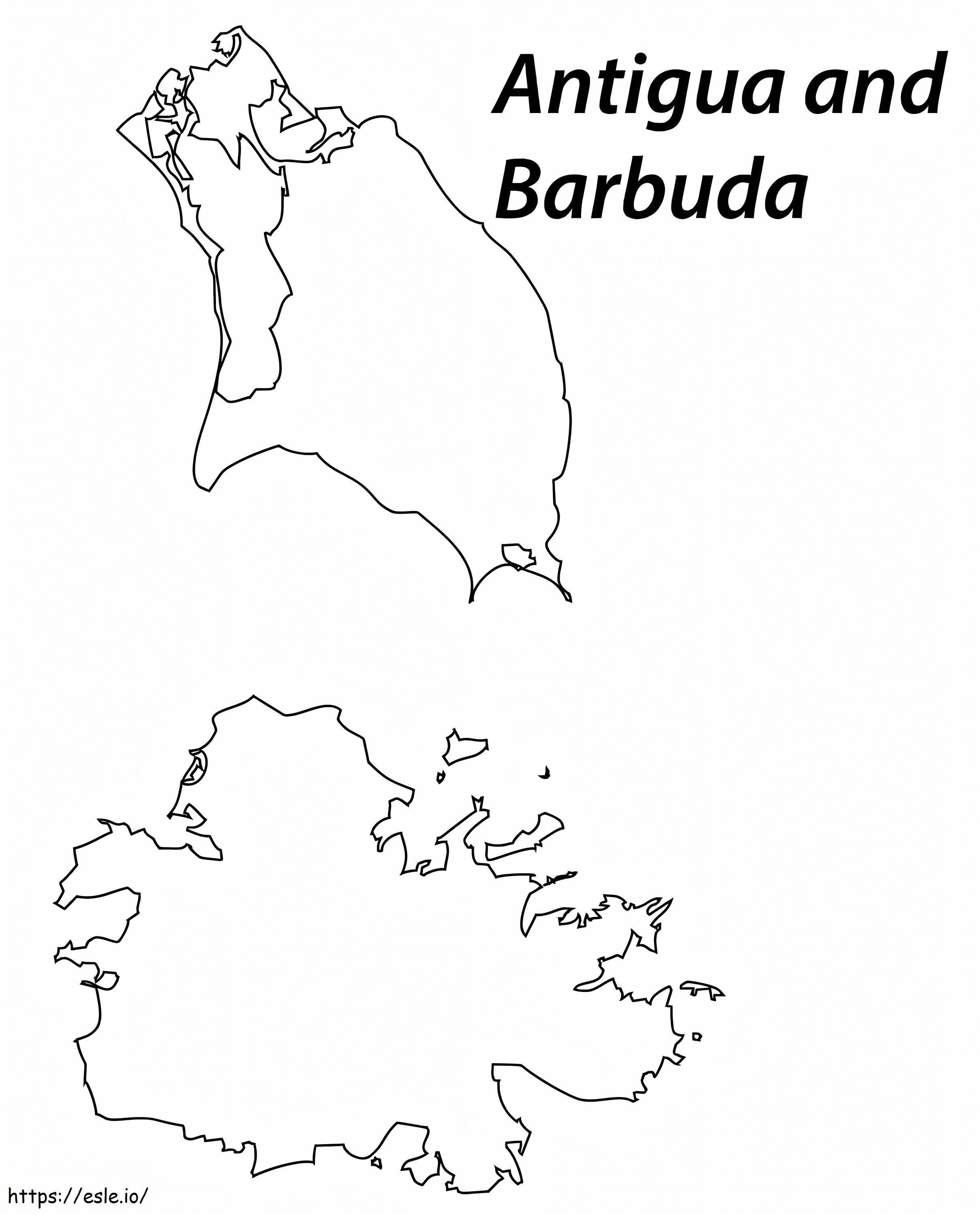 Mapa de Antígua e Barbuda 1 para colorir
