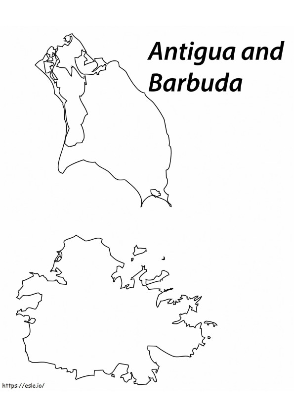 Antiguan ja Barbudan kartta 1 värityskuva
