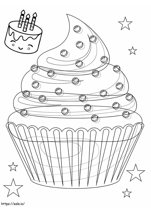 Birthday Cake And Cupcake coloring page