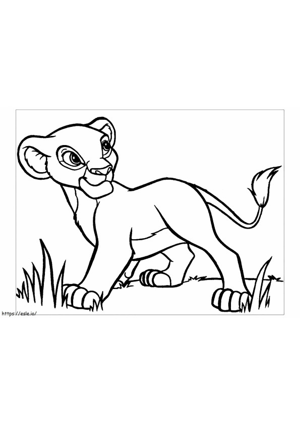 Coloriage Jeune Simba à l'échelle à imprimer dessin