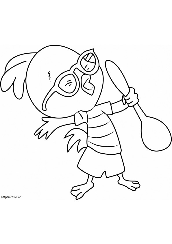 1531538980 Chicken Litlle Holding Spoon A4 coloring page