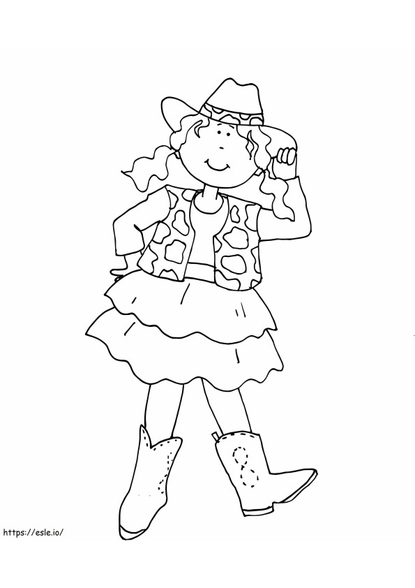 Cowgirl din desene animate de colorat