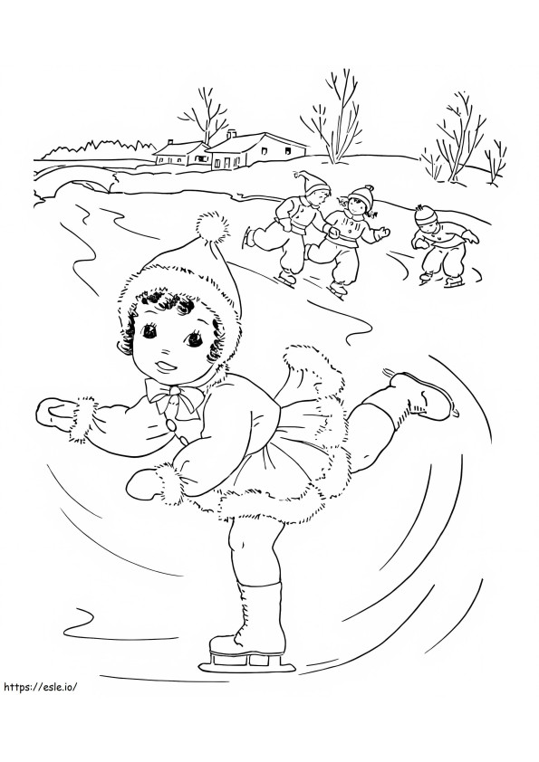 Women Play Ice Skating coloring page