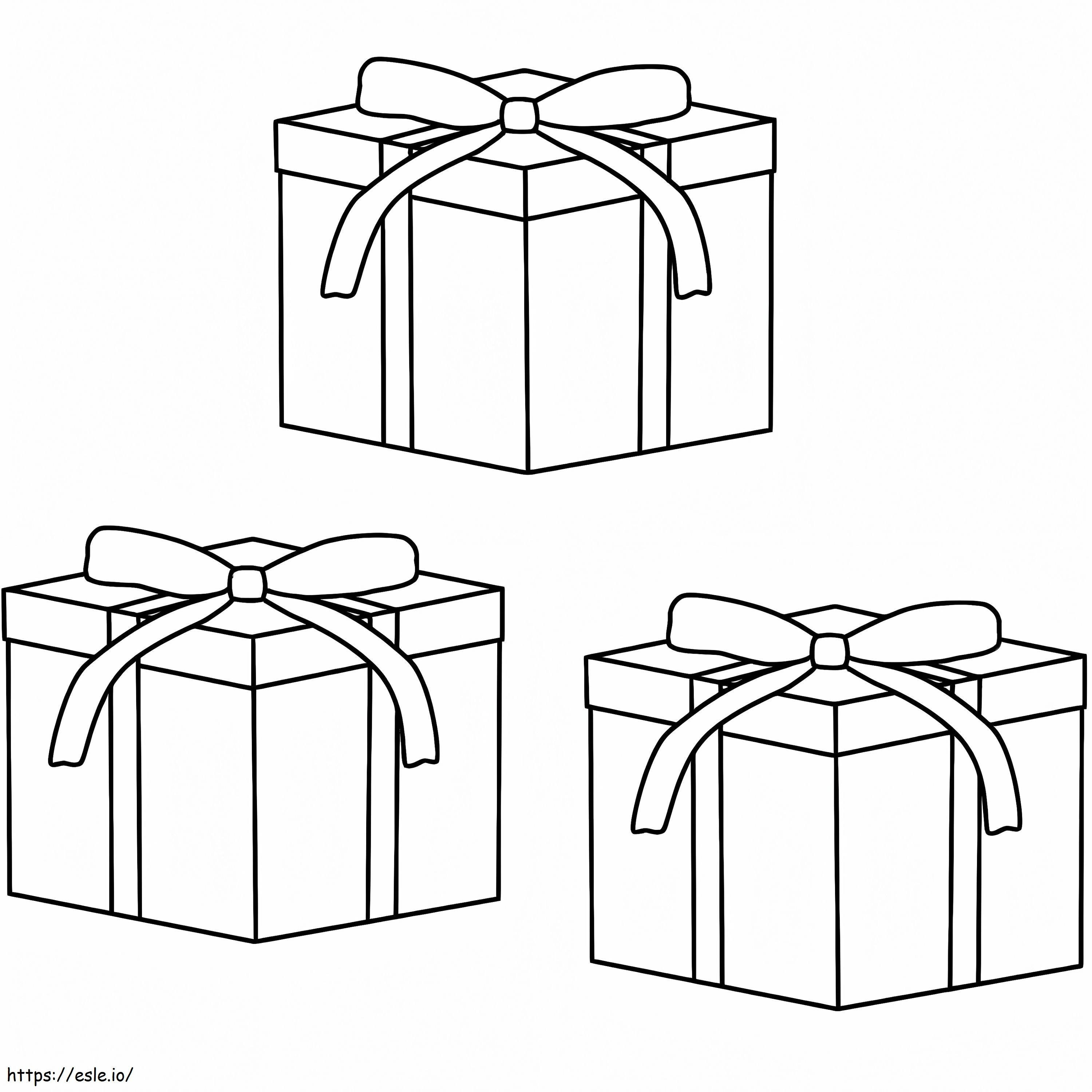 Geschenkbox Drei ausmalbilder