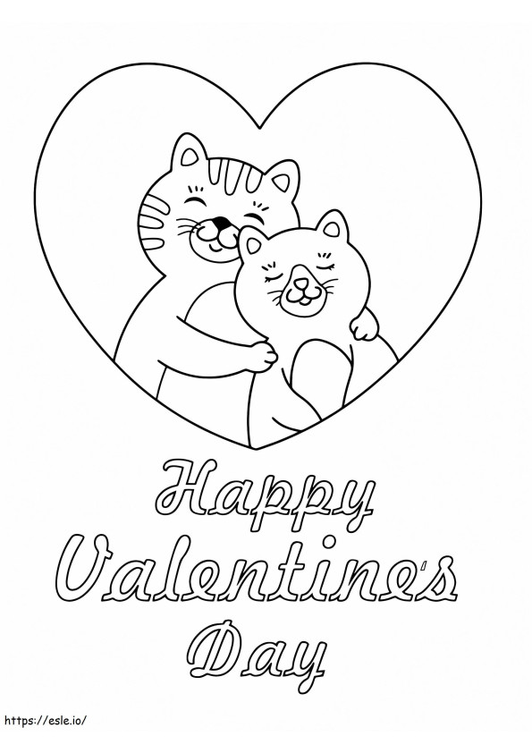 Dulces Gatos En El Día De San Valentín para colorear