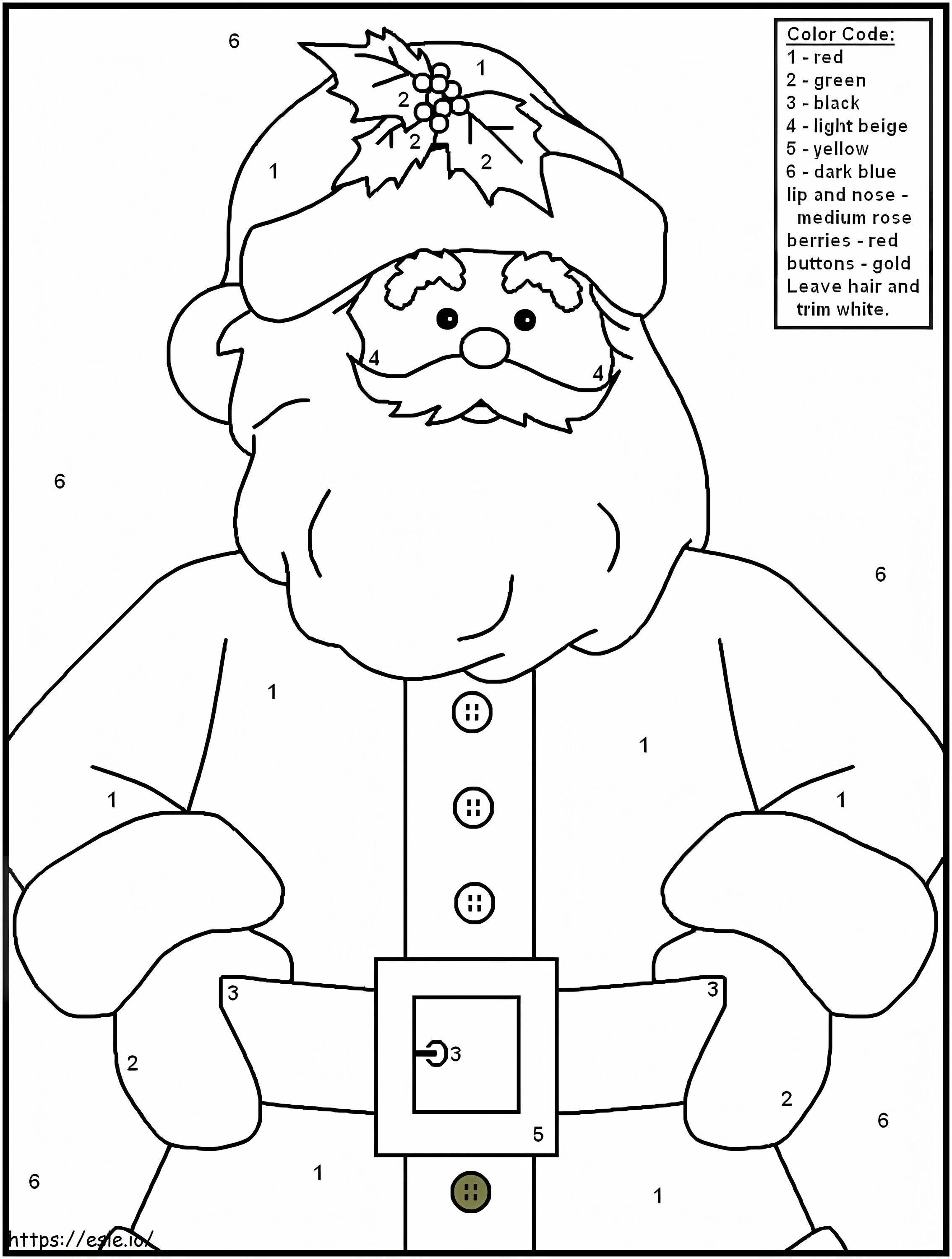 Coloriage Couleur du Père Noël par numéro à imprimer dessin